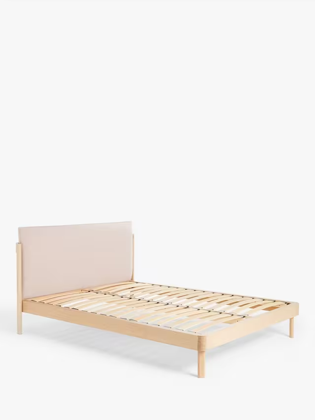 John Lewis Pillow Bed Frame, Double, Natural/Pink