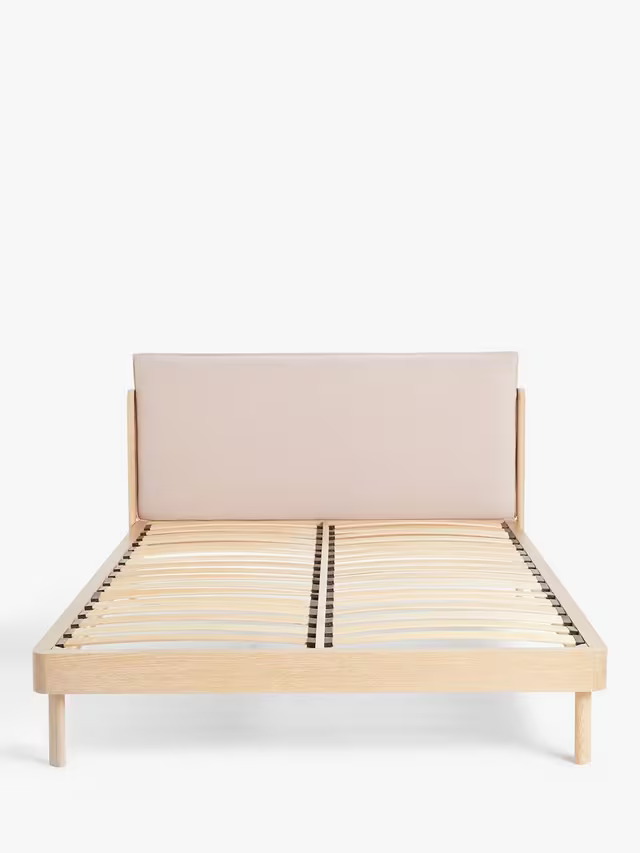 John Lewis Pillow Bed Frame, Double, Natural/Pink