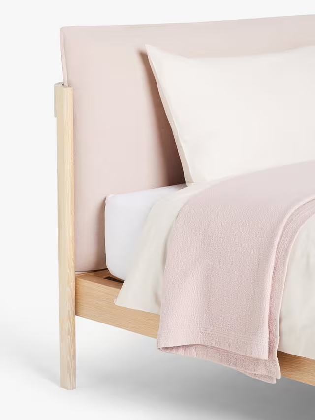 John Lewis Pillow Bed Frame, Double, Natural/Pink