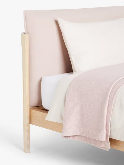 John Lewis Pillow Bed Frame, Double, Natural/Pink