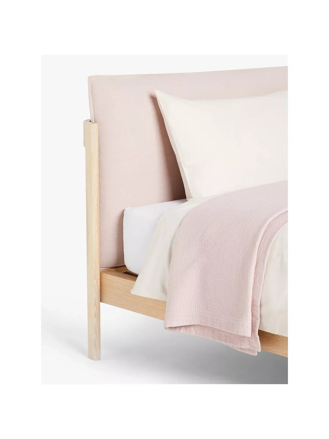 John Lewis Pillow Bed Frame, King Size, Natural/Pink