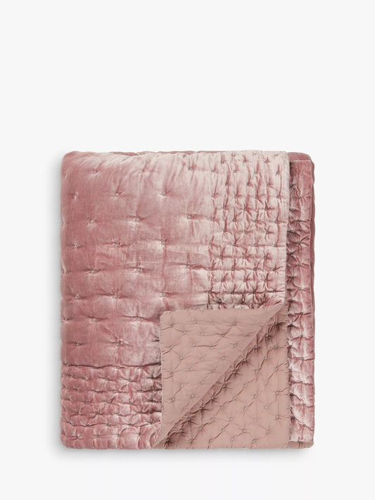 John Lewis Boutique Hotel Velvet Stitch Quilted Bedspread, Rosa, L260 x W250cm