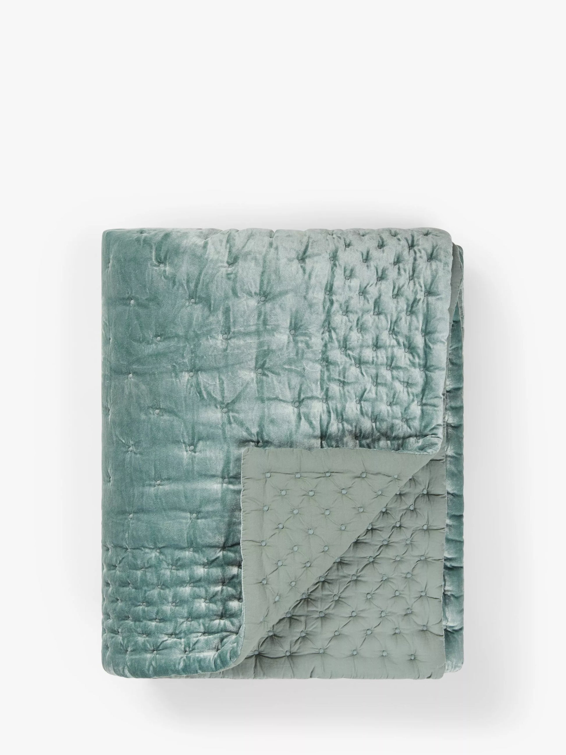 John Lewis Boutique Hotel Velvet Stitch Quilted Bedspread, Duck Egg, L260 x W250
