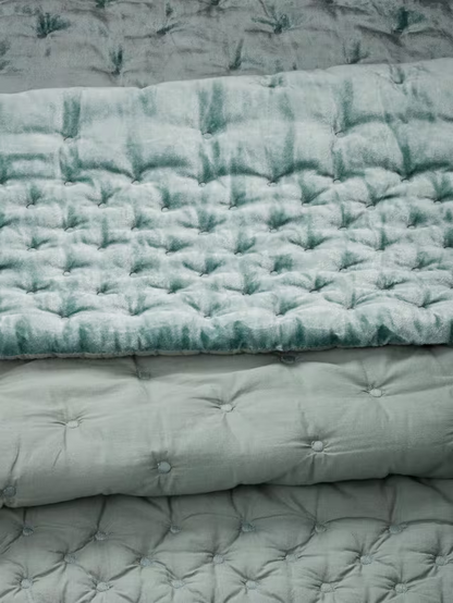 John Lewis Boutique Hotel Velvet Stitch Quilted Bedspread, Duck Egg, L260 x W250