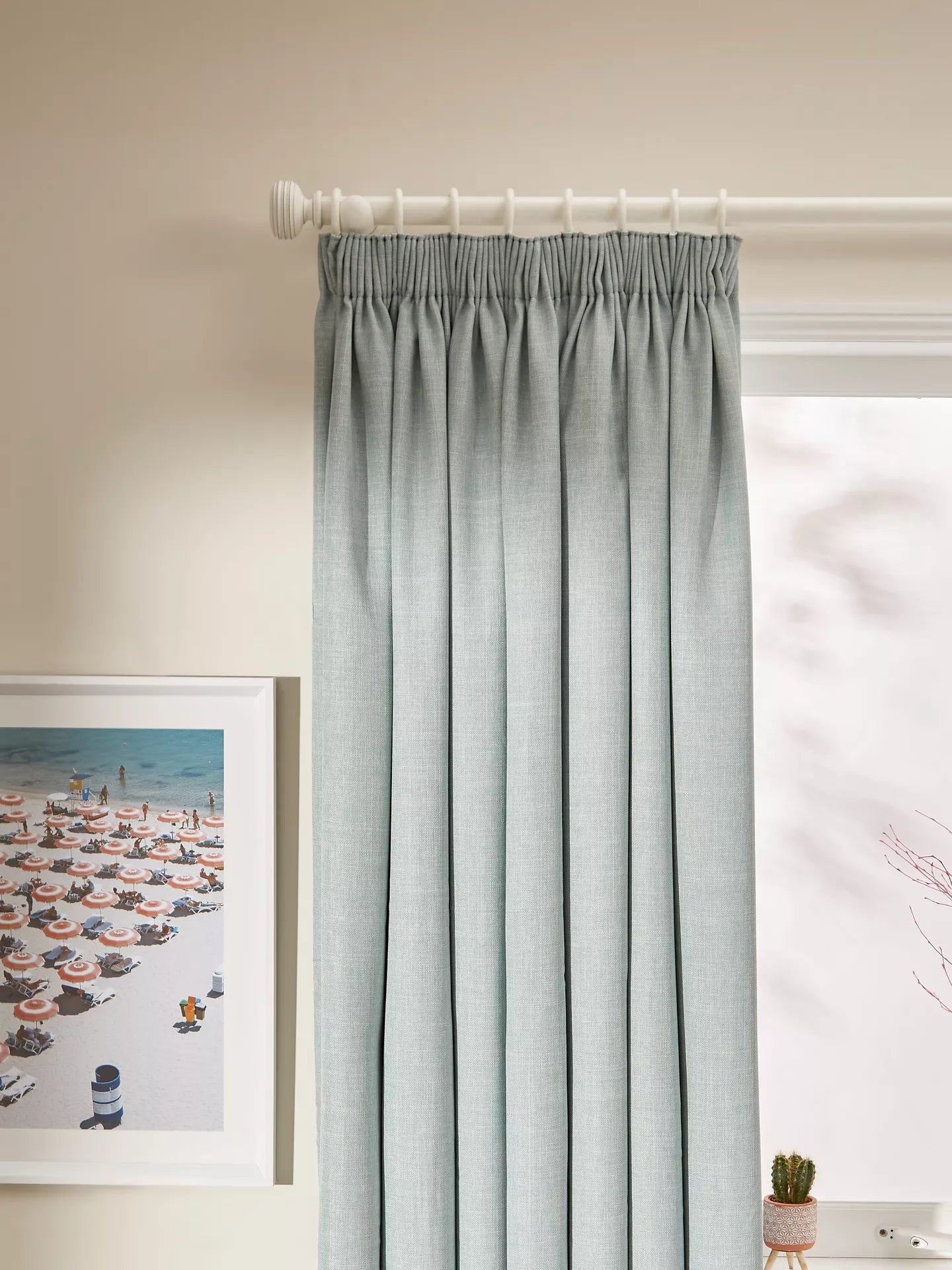John Lewis Textured Weave Pair Blackout Lined Pencil Pleat Curtains, Duck Egg, W228 x Drop 228cm