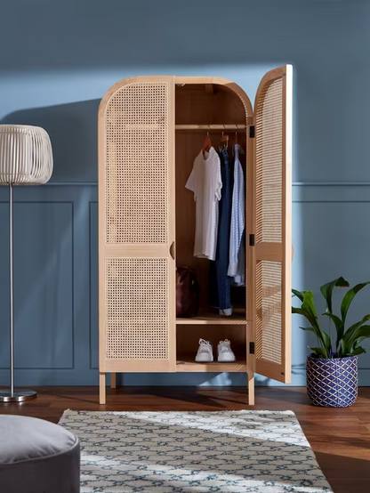 John Lewis Rattan Double Wardrobe, Oak