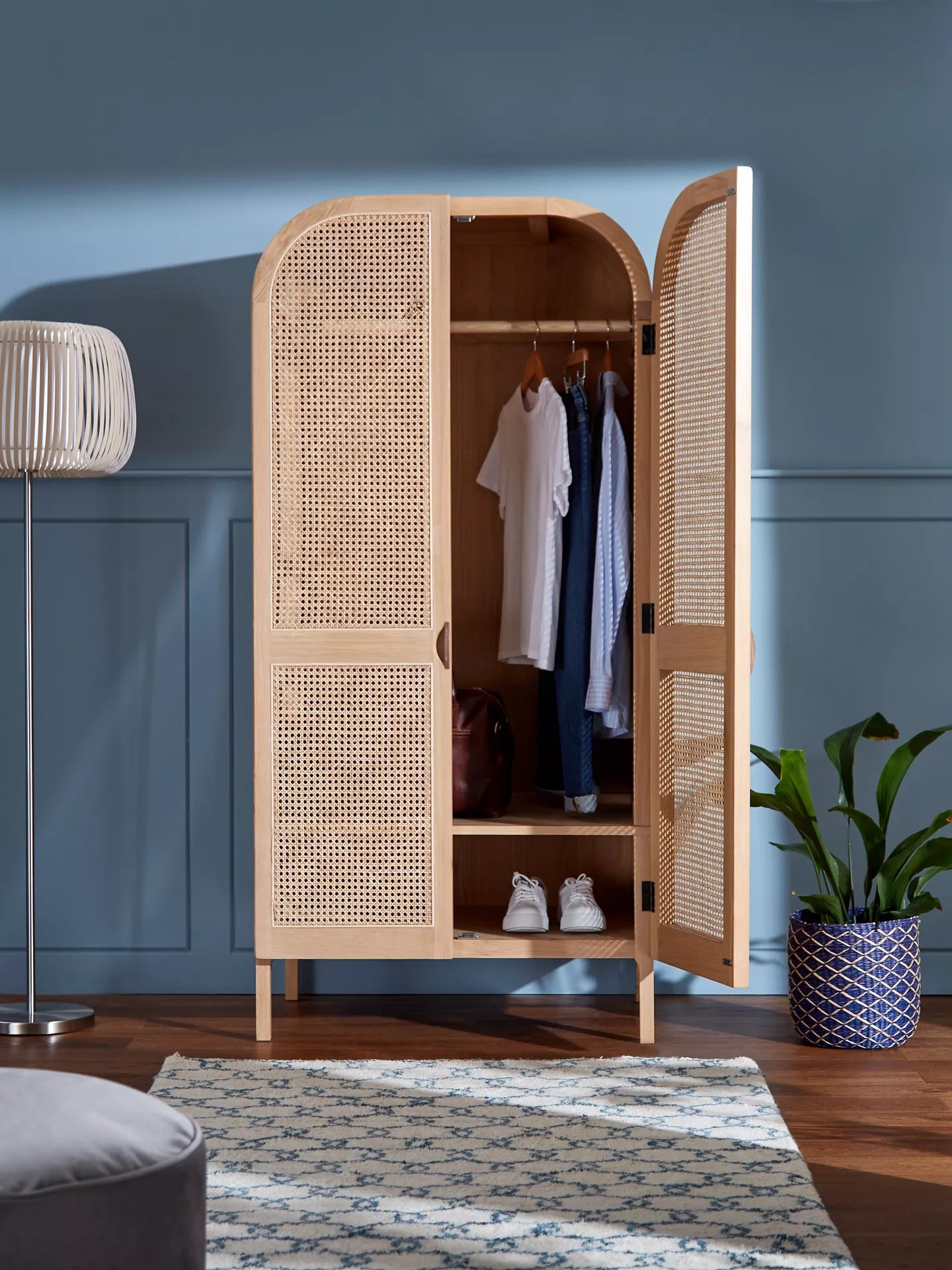 John Lewis Rattan Double Wardrobe, Oak