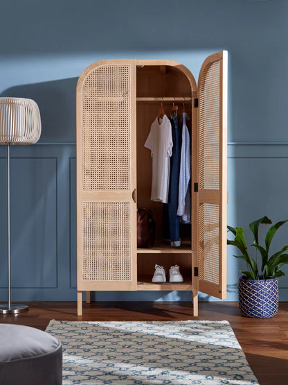 John Lewis Rattan Double Wardrobe, Oak