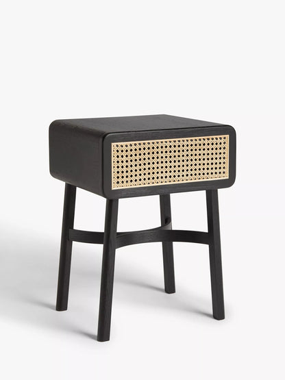 John Lewis Rattan Storage Bedside Table Black
