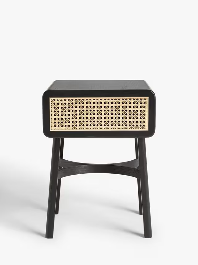 John Lewis Rattan Storage Bedside Table Black