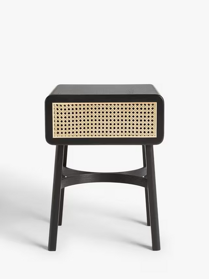 John Lewis Rattan Storage Bedside Table Black