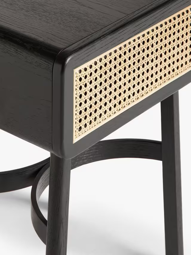 John Lewis Rattan Storage Bedside Table Black