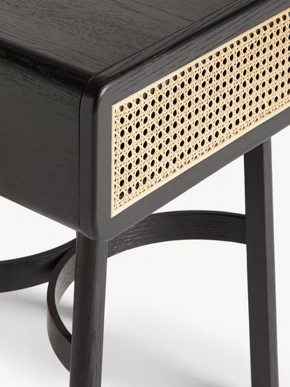 John Lewis Rattan Storage Bedside Table Black