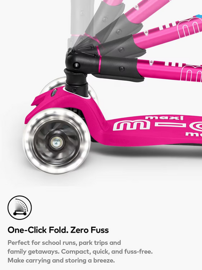 Micro Scooters Maxi Deluxe Foldable LED Scooter, Pink