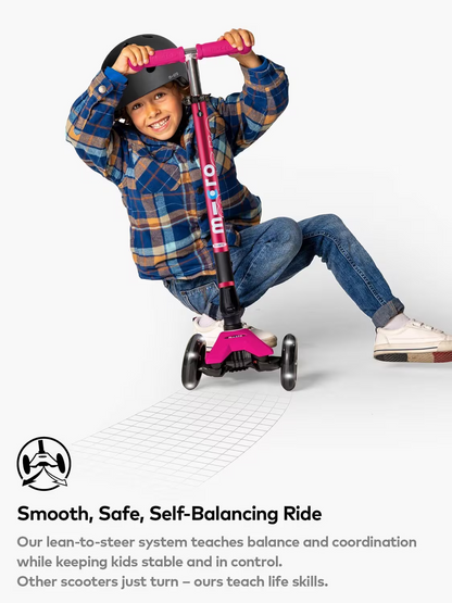 Micro Scooters Maxi Deluxe Foldable LED Scooter, Pink