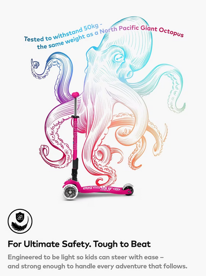 Micro Scooters Maxi Deluxe Foldable LED Scooter, Pink