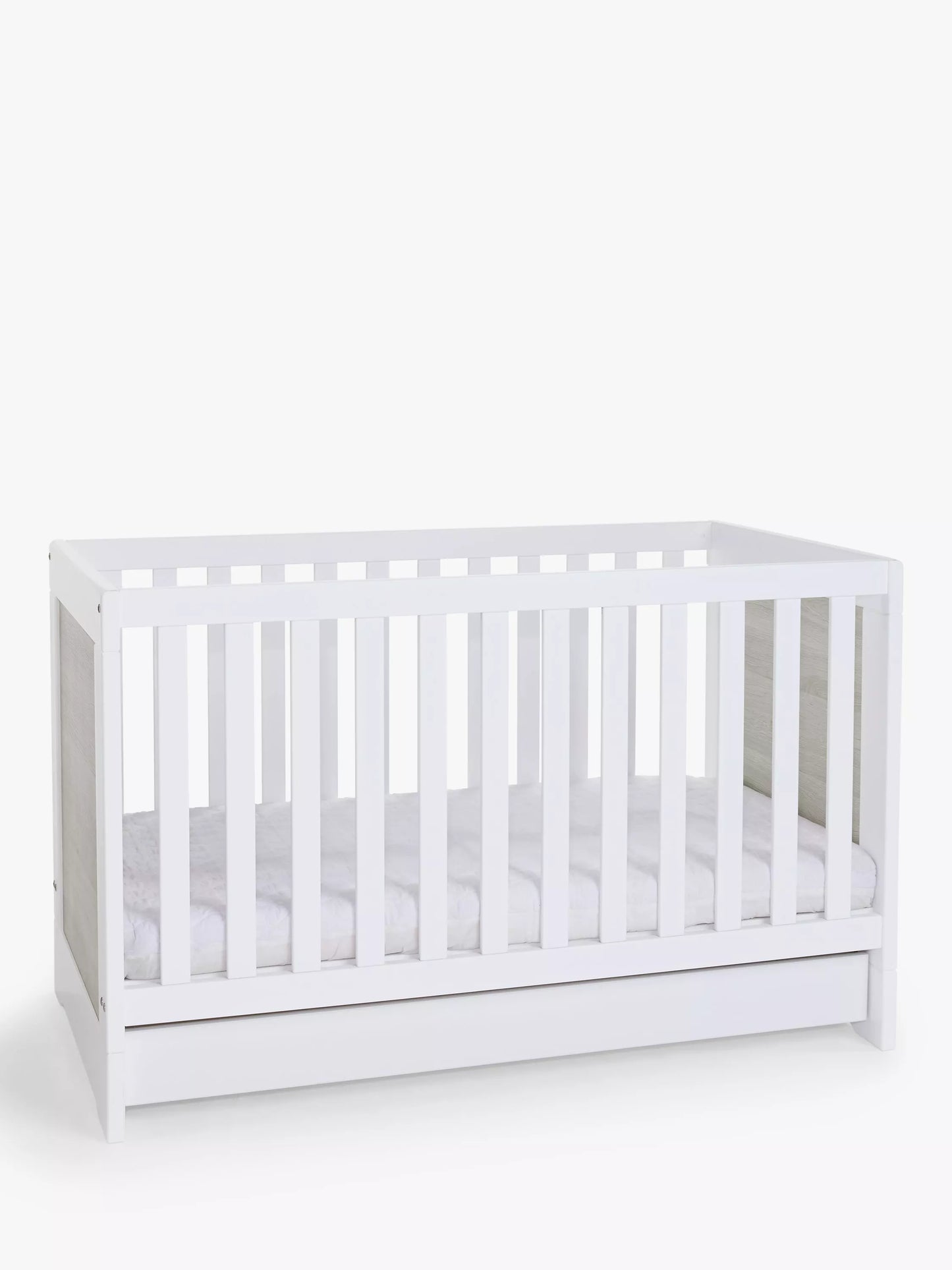 John Lewis & Partners Dual Tone Cot Bed Grey White