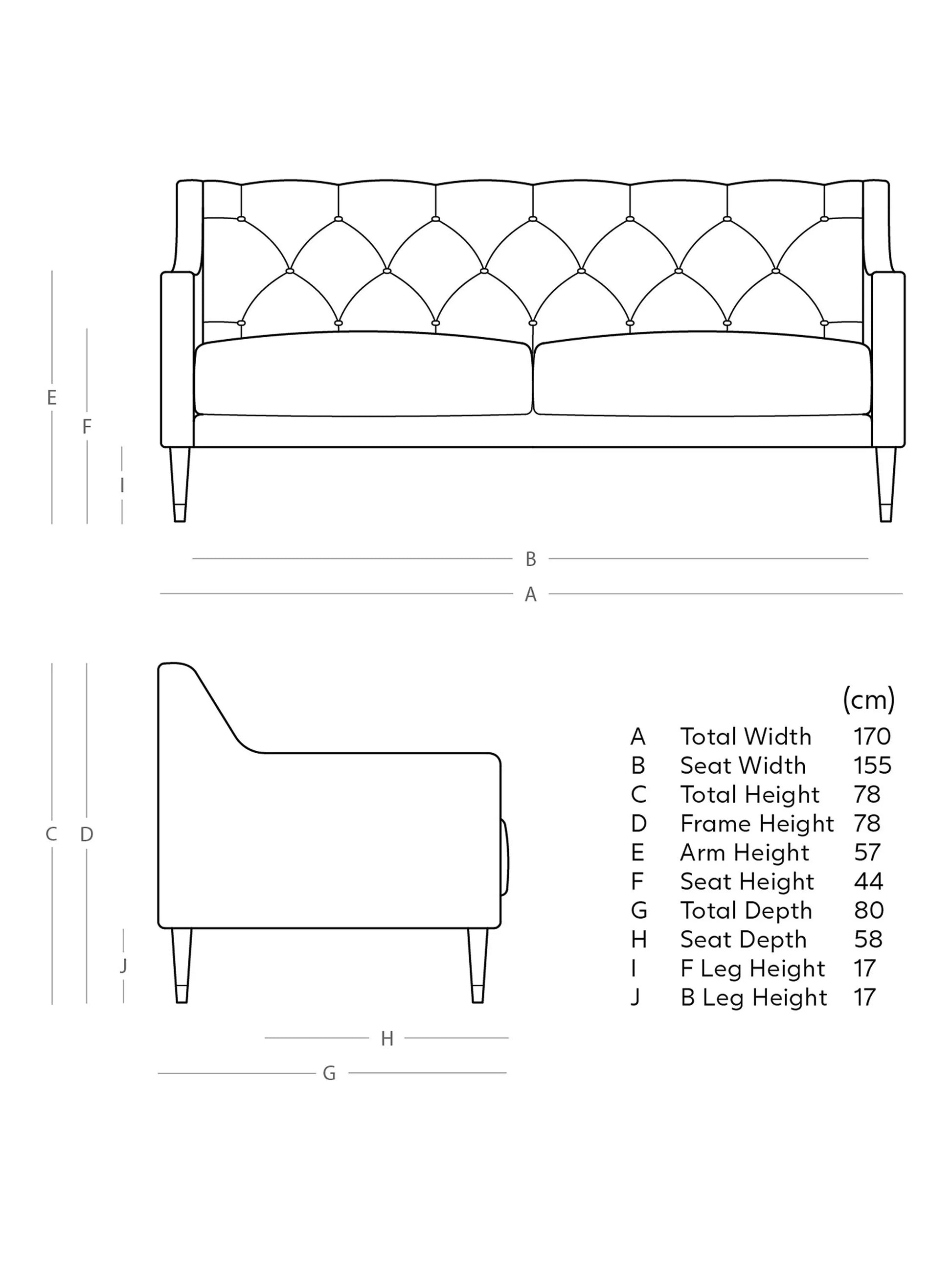 Swoon Pritchard Medium 2 Seater Sofa, Dark Leg, Ink Velvet 
