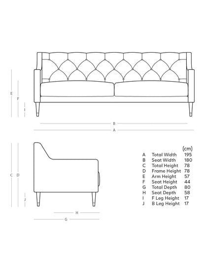 Swoon Pritchard Large 3 Seater Sofa, Dark Leg, Ink Velvet 