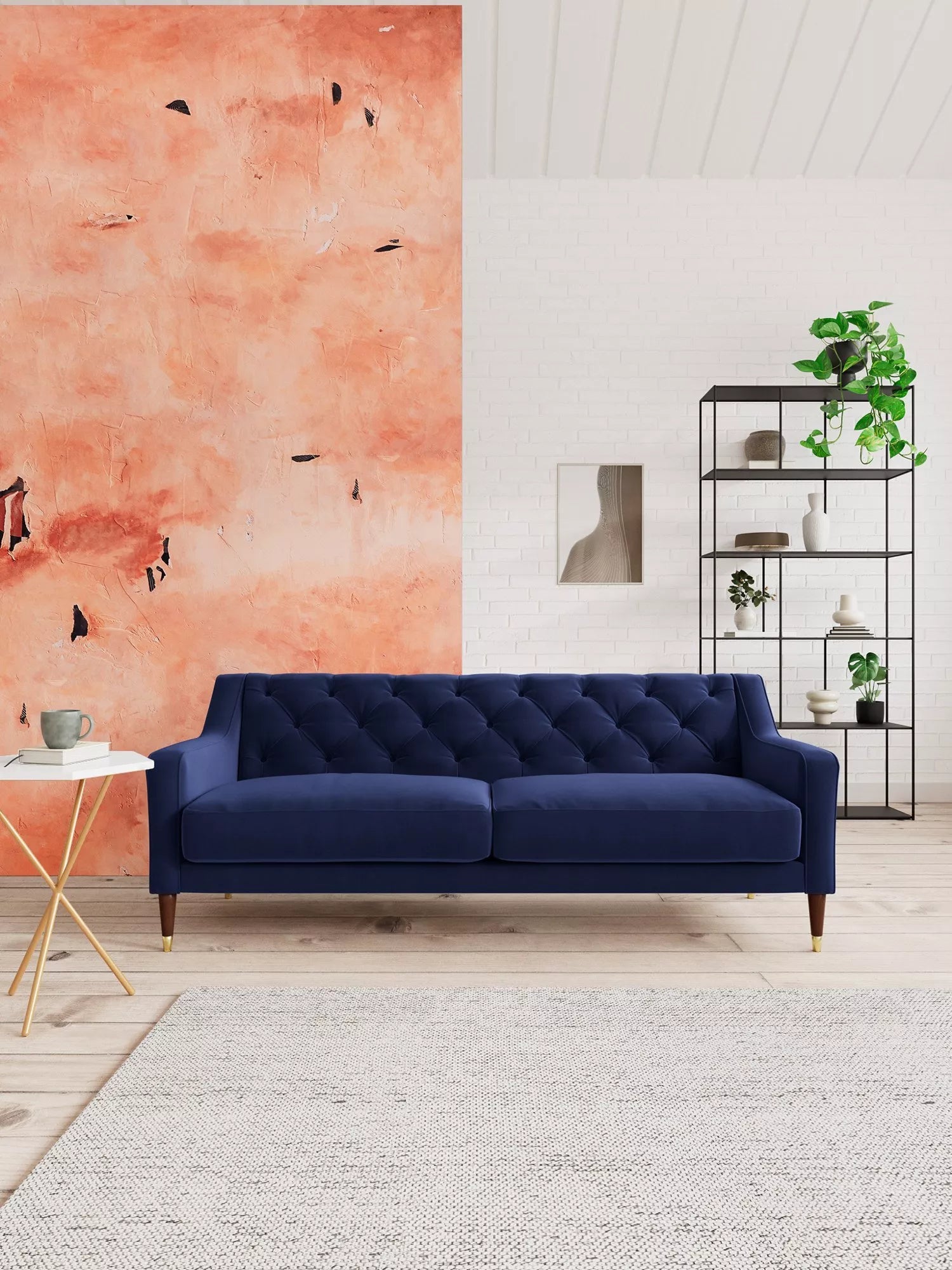 Swoon Pritchard Large 3 Seater Sofa, Dark Leg, Ink Velvet 