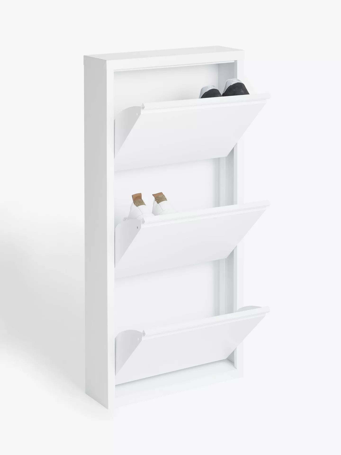 John Lewis Fold Out 3 Tier Shoe Rack White