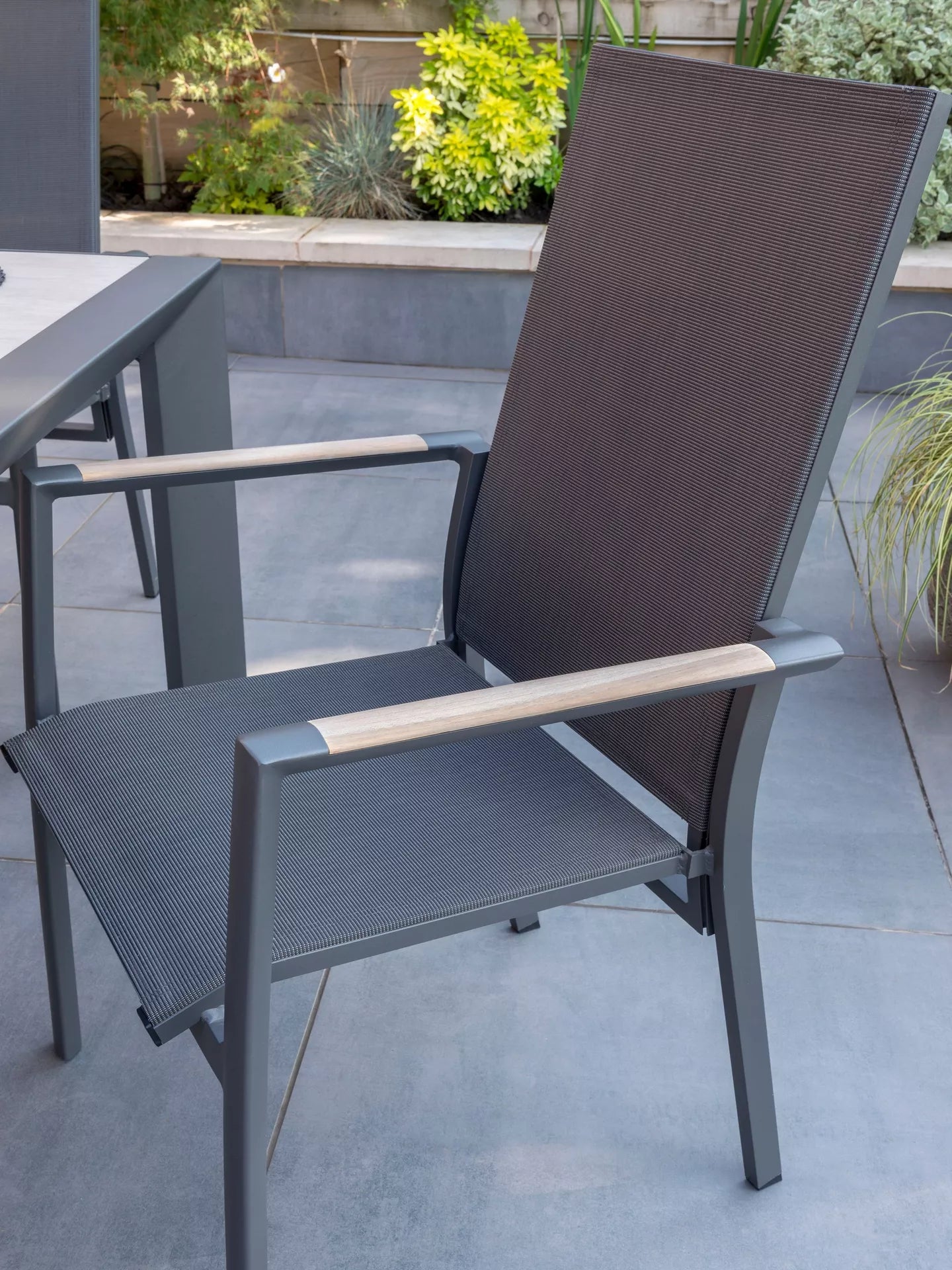 KETTLER Surf Active 6-Seater Garden Dining Table & Reclining Chairs Set, Grey