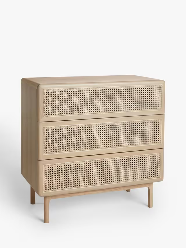 John Lewis Rattan 3 Drawer Chest, Oak