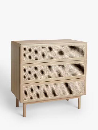 John Lewis Rattan 3 Drawer Chest, Oak