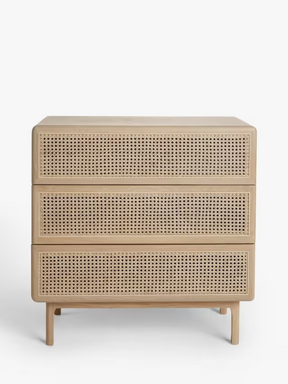 John Lewis Rattan 3 Drawer Chest, Oak