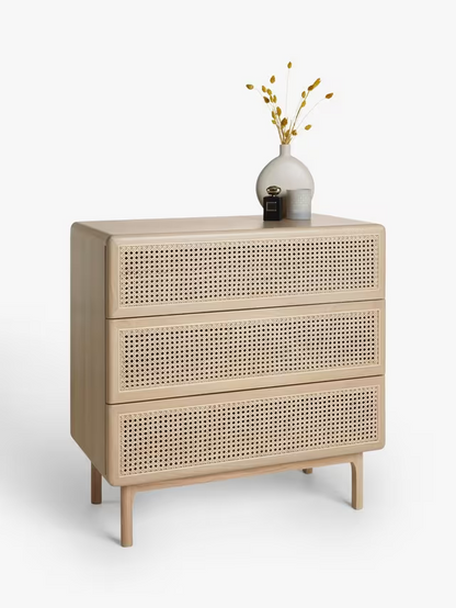 John Lewis Rattan 3 Drawer Chest, Oak