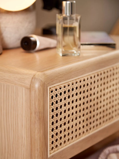 John Lewis Rattan 5 Drawer Tallboy Chest, Oak