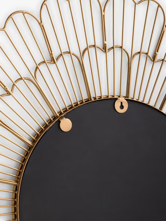 John Lewis Fleur Metal Frame Round Wall Mirror, 81cm, Gold