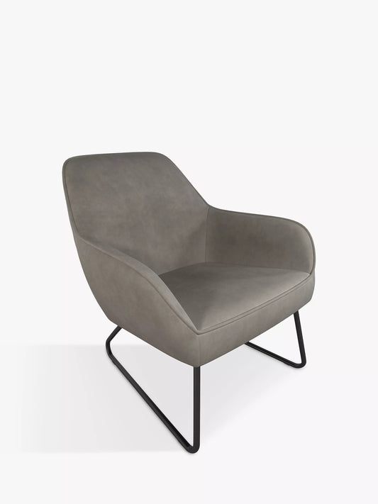 John Lewis Form Accent Chair, Black Metal Leg, Velvet Storm Grey