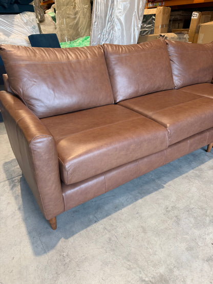 John Lewis Bailey II 5+ Seater Leather Corner Sofa Dark Leg Vintage Toffee