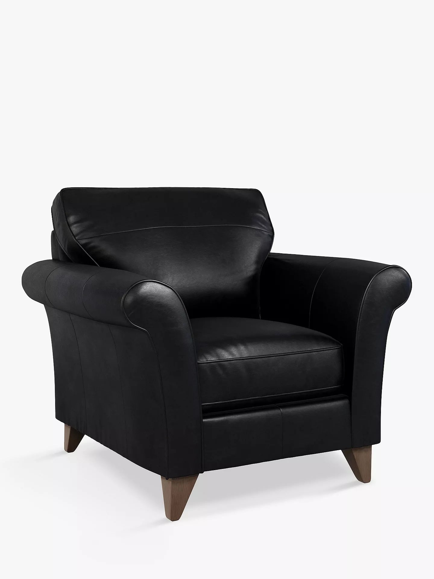 John Lewis Charlotte Leather Armchair, Dark Leg, Piccadilly Black