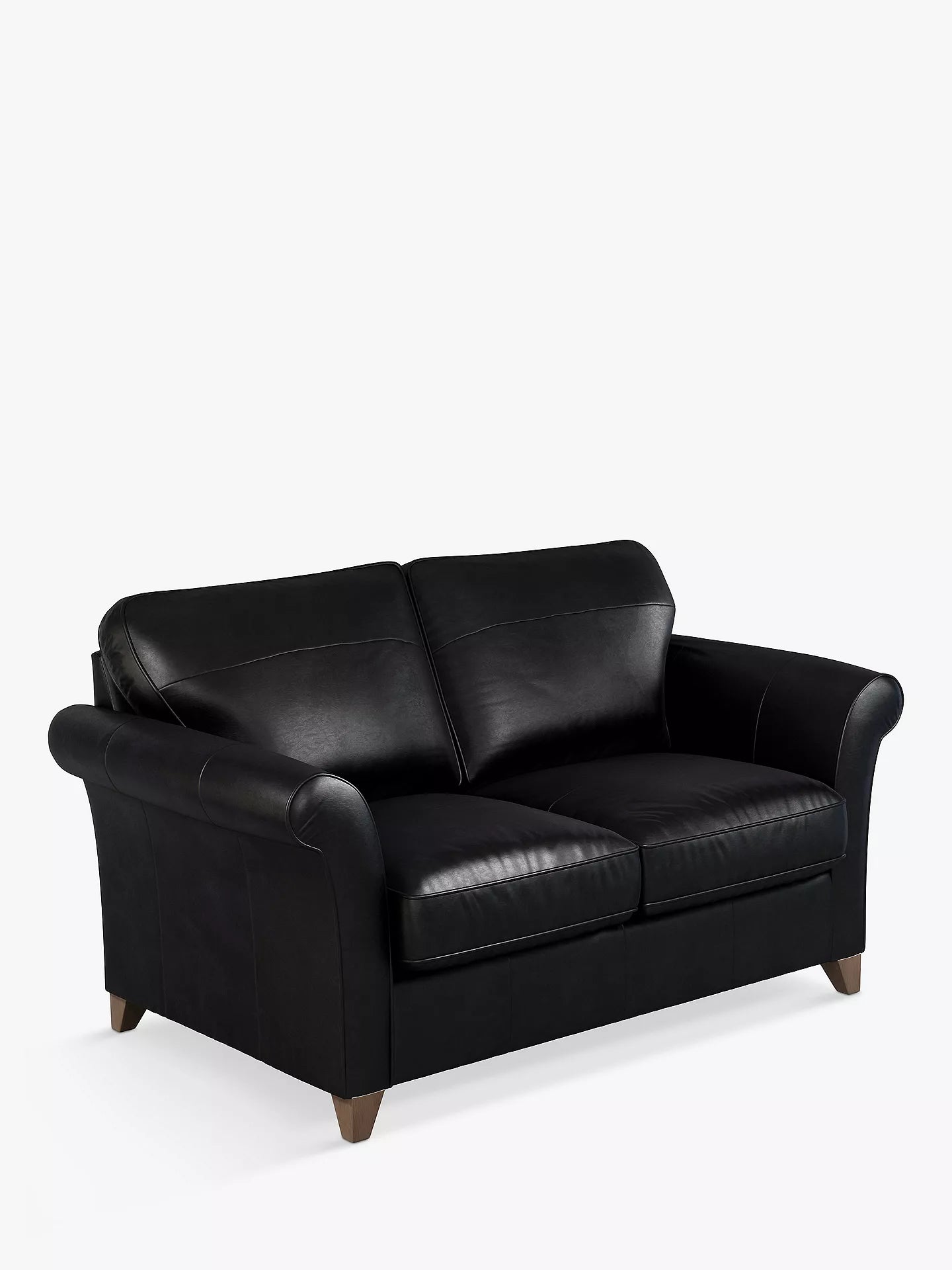 John Lewis Charlotte Medium 2 Seater Leather Sofa, Dark Leg, Piccadilly Black