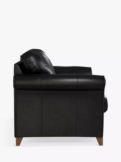 John Lewis Charlotte Medium 2 Seater Leather Sofa, Dark Leg, Piccadilly Black