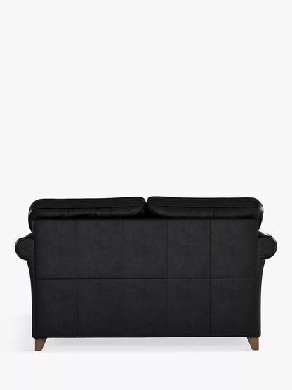 John Lewis Charlotte Medium 2 Seater Leather Sofa, Dark Leg, Piccadilly Black