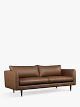 John Lewis + Swoon Latimer Large 3 Seater Leather Sofa, Sellvagio Cognac