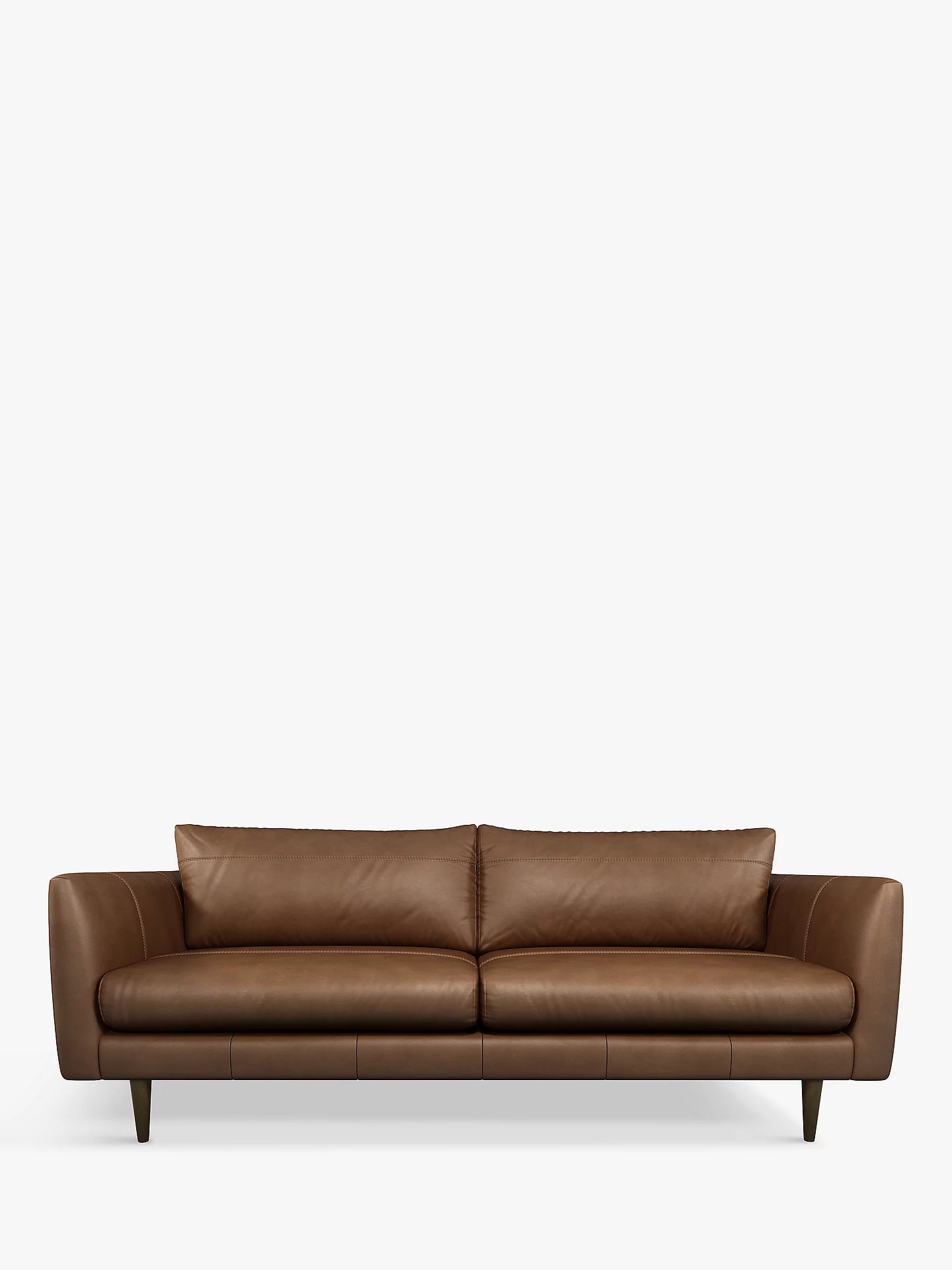 John Lewis + Swoon Latimer Large 3 Seater Leather Sofa, Sellvagio Cognac