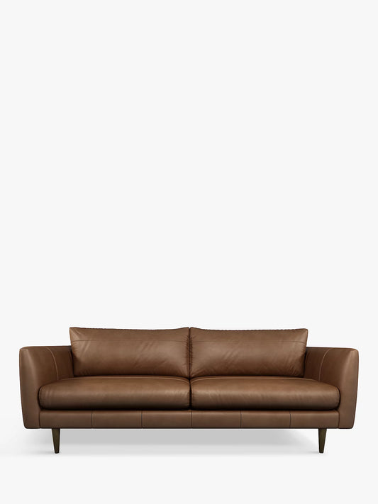 John Lewis + Swoon Large 3 Seater Leather Latimer Sofa, Sellvagio Cognac