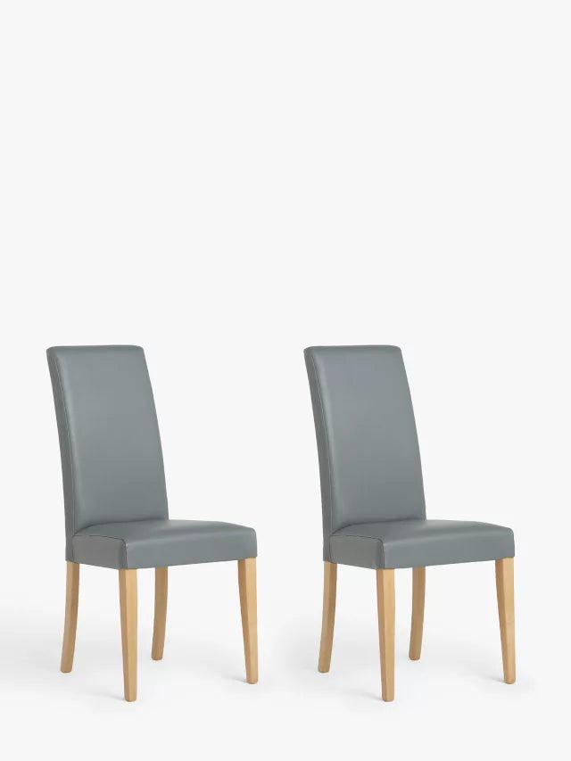 John Lewis ANYDAY Slender Faux Leather Dining Chairs, Set of 2, Dark Gre