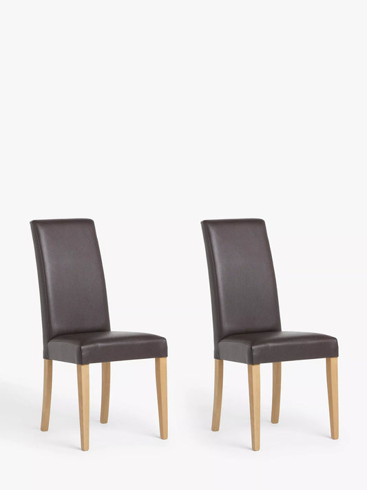 John Lewis Slender Faux Leather Dining Chairs Set of 2