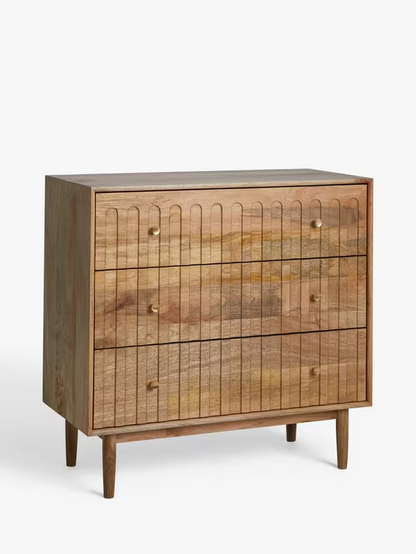 John Lewis Groove Mango Wood 3 Drawer Chest, Natural