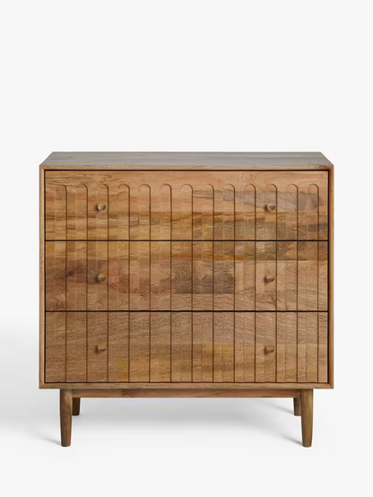 John Lewis Groove Mango Wood 3 Drawer Chest, Natural