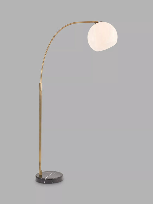 Bay Lighting Hettie Marble Floor Lamp, Black/Antique Brass