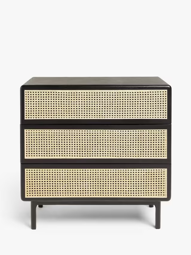 John Lewis Rattan 3 Drawer Chest, Black