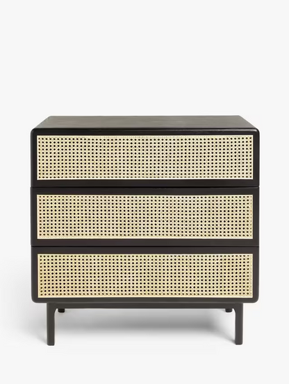 John Lewis Rattan 3 Drawer Chest, Black
