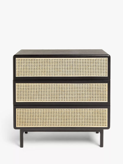 John Lewis Rattan 3 Drawer Chest, Black
