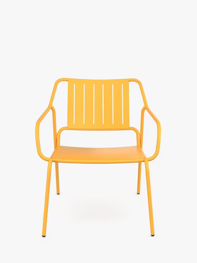 John Lewis Metal Garden Lounge Chair, Melon Yellow x 3 set of 3  Chairs